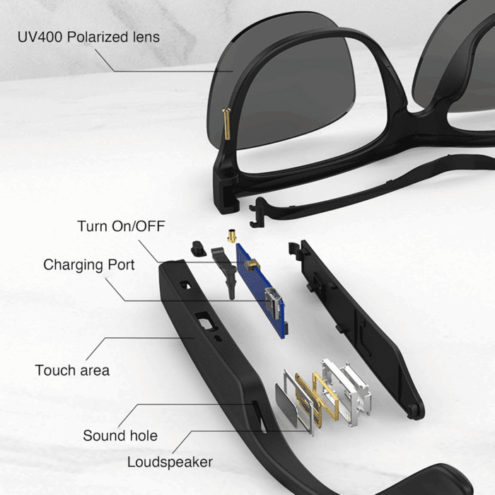 GS01 Smart Bluetooth Sunglasses, Audio Sunglasses with Speaker, UV400 Polarized Lens, Open Ear Music, Touch Control - Image 9