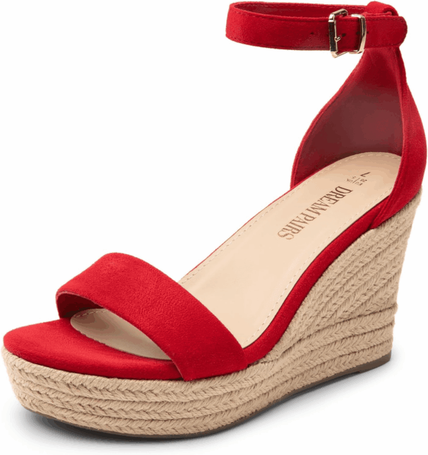 Women'S Platform Wedges Sandals, Comfortable Open Toe Espadrilles Sandals Dressy Buckle Ankle Strap Summer Shoes