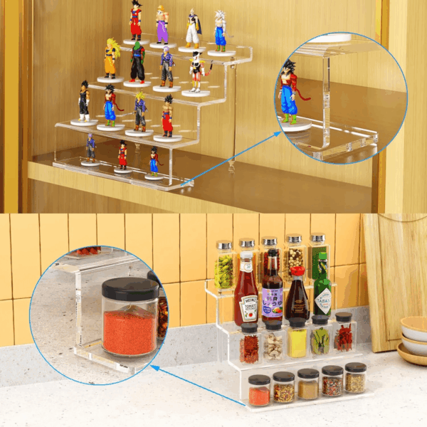 2 Pack 9 Inch Acrylic Risers Display Stands, 4 Tier Perfume Organizer Display Shelf & Versatile Cupcake Stand Holder, Display Risers for Figures, Dessert Shelves for Party Decoration Organizer - Image 6