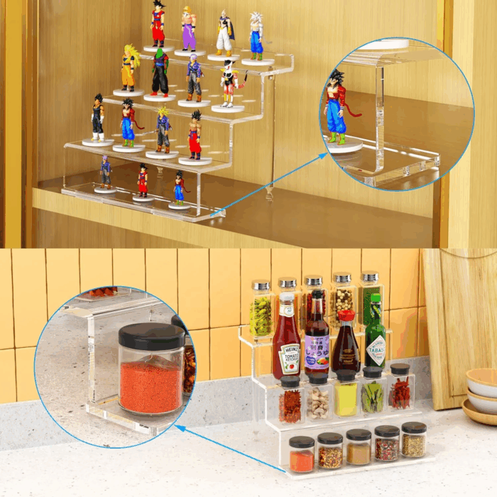 2 Pack 9 Inch Acrylic Risers Display Stands, 4 Tier Perfume Organizer Display Shelf & Versatile Cupcake Stand Holder, Display Risers for Figures, Dessert Shelves for Party Decoration Organizer - Image 6