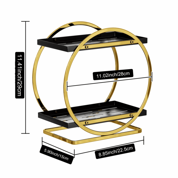 2 Tier Anti-Slip & Anti-Sway Perfume Organizer for Dresser, Solid Carbon Steel Perfume Stand with Silicone Anti-Slip Strips, Multifunction Perfume Display for Lotion, Cosmetic, Skincare, Gold - Image 3
