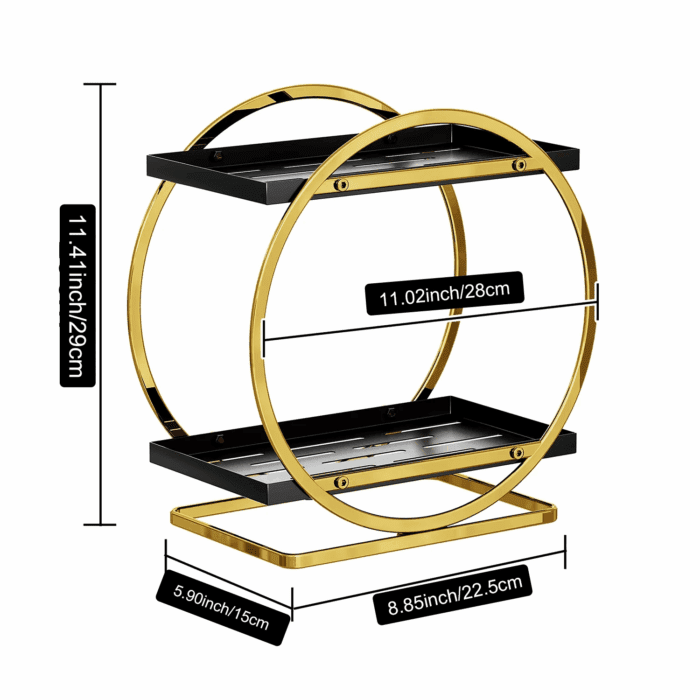 2 Tier Anti-Slip & Anti-Sway Perfume Organizer for Dresser, Solid Carbon Steel Perfume Stand with Silicone Anti-Slip Strips, Multifunction Perfume Display for Lotion, Cosmetic, Skincare, Gold - Image 3
