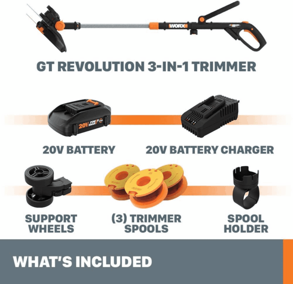 GT Revolution 20V 12" String Trimmer Grass Trimmer/Edger/Mini-Mower, WG170.2 - Image 6