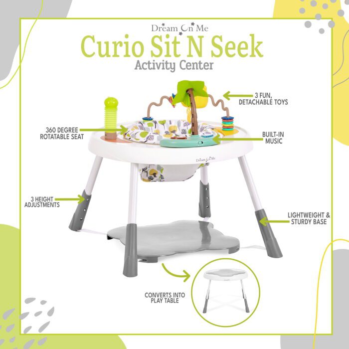 Curio Lightweight & Convertible Sit N Seek Activity Center, Lime - Image 8