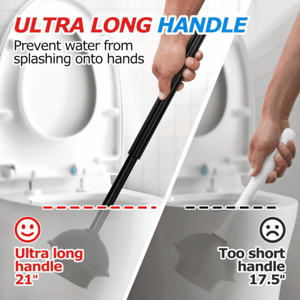 2 in 1 Toilet Plunger and Brush Set，Extended Handle Plunger，Toilet Bowl Brush Plunger Set,Bathroom Cleaning Tools ，Toilet Brush Plunger Combo，Cleaning Brush，Bathroom Cleaning Supplies - Image 2