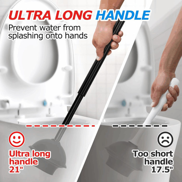 2 in 1 Toilet Plunger and Brush Set，Extended Handle Plunger，Toilet Bowl Brush Plunger Set,Bathroom Cleaning Tools ，Toilet Brush Plunger Combo，Cleaning Brush，Bathroom Cleaning Supplies - Image 2