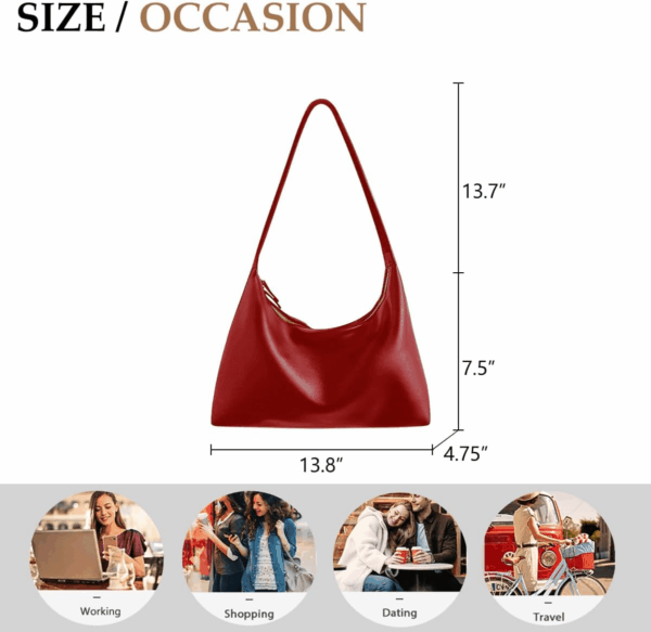 Leather Hobo Bags for Women Small Soft Shoulder Purse Slouchy Tote Handbags with Double Zipper Design 2025 - Image 4