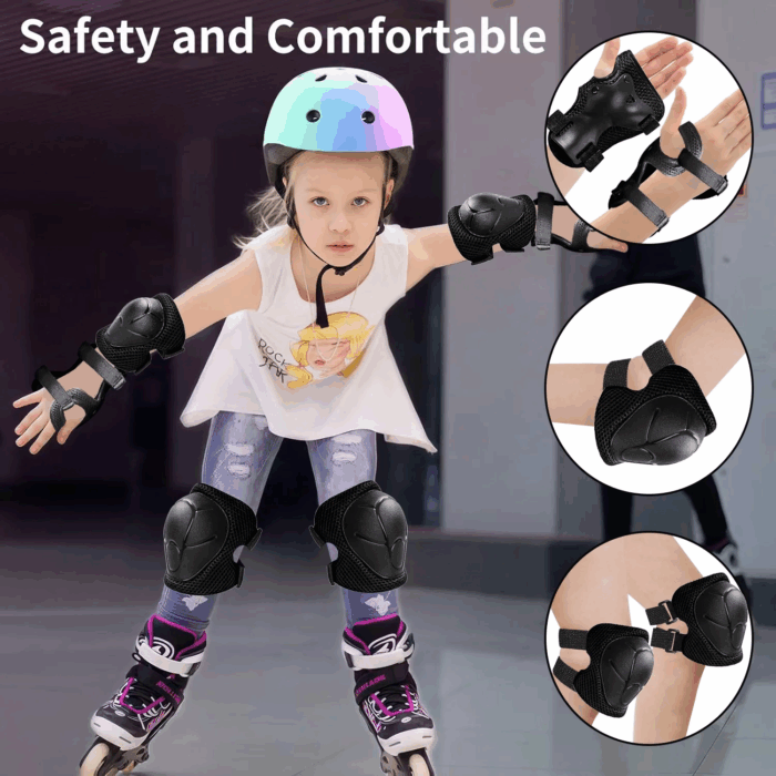 Kids Protective Gear Set - Knee Pads, Elbow Pads, and Wrist Guards for Skating, Cycling, Rollerblading, Scooter - Toddler to Teen Size (3-10 Years) - Image 7