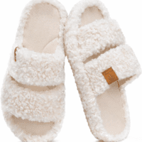 Womens Fuzzy Open-Toe Slippers Soft Comfy Memory Foam Indoor House Shoes