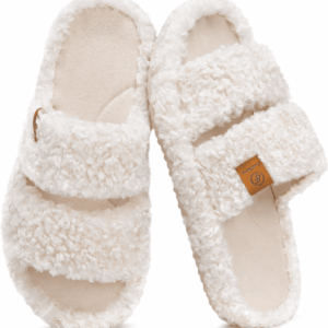 Womens Fuzzy Open-Toe Slippers Soft Comfy Memory Foam Indoor House Shoes