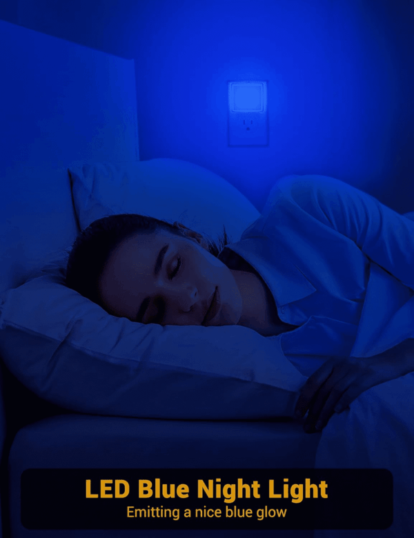 Blue Night Light, Blue Nightlight[2 Pack],0.3 Watt LED Night Light with Dusk-To-Dawn Light Sensor,Plug in Nitelight for Gaming Room,Bedroom,Corridor,Hallway,Non-Dimmable - Image 6
