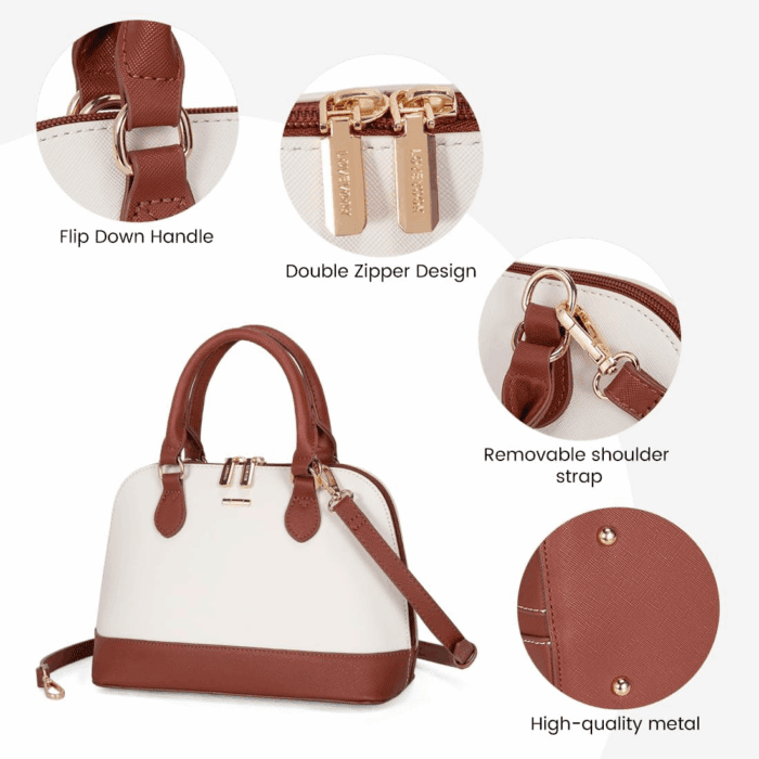 Purse for Women Small Crossbody Bags Classic Double Zip Top Handle Dome Satchel Bag - Image 6