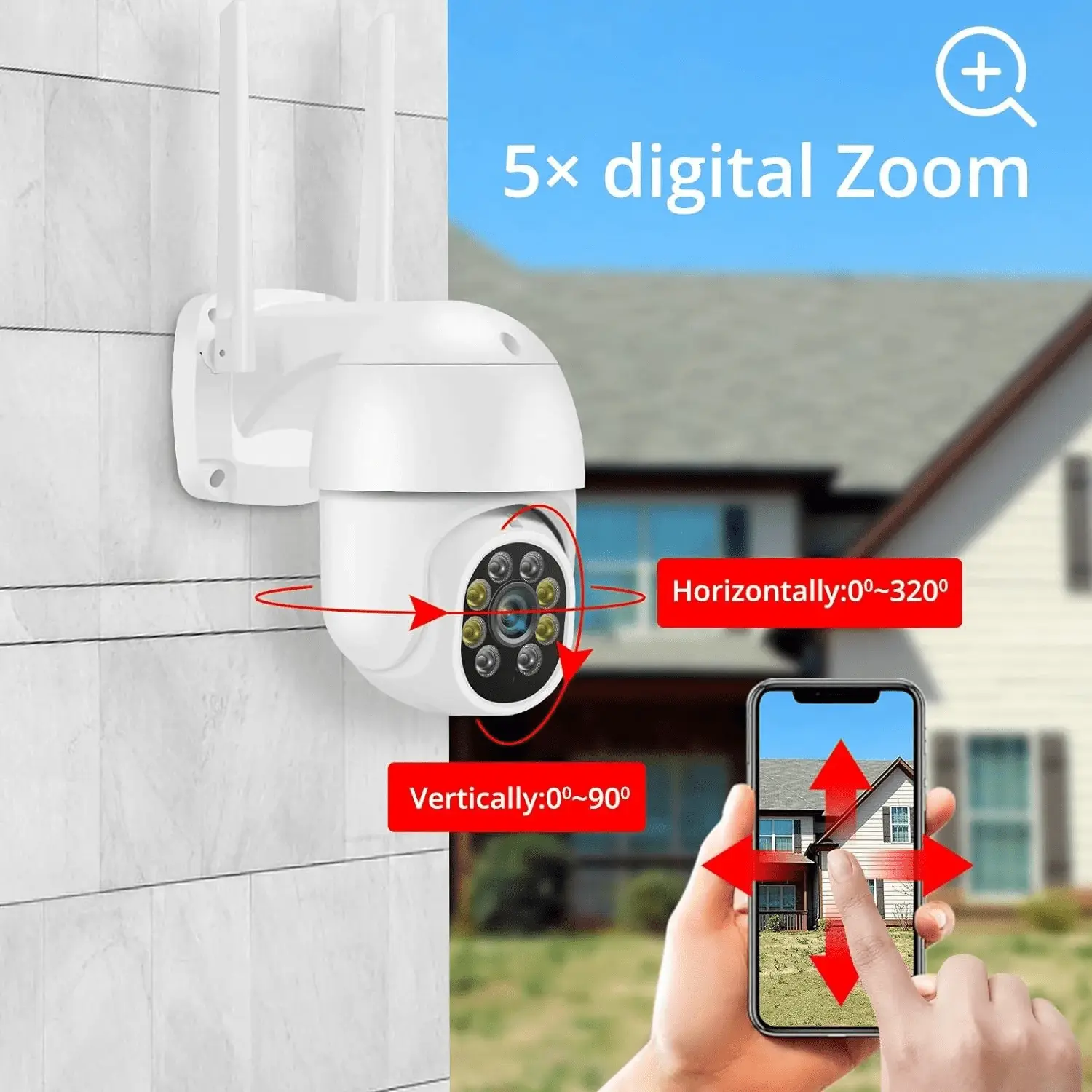 Outdoor Security Camera with Light Alarm,Color Night Vision,2.4G Wifi,Motion Detection,Ip66 Weatherproof ,Cloud/Sd Card Storage,Two-Way Audio - Image 5