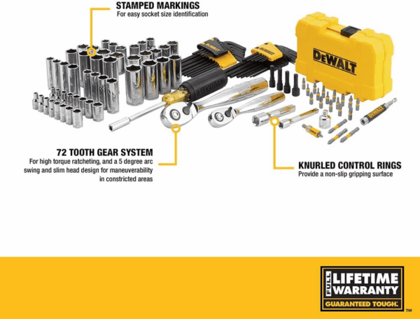 Mechanics Tools Kit and Socket Set, 1/4" & 3/8" Drive, SAE, 108-Piece (DWMT73801) - Image 9
