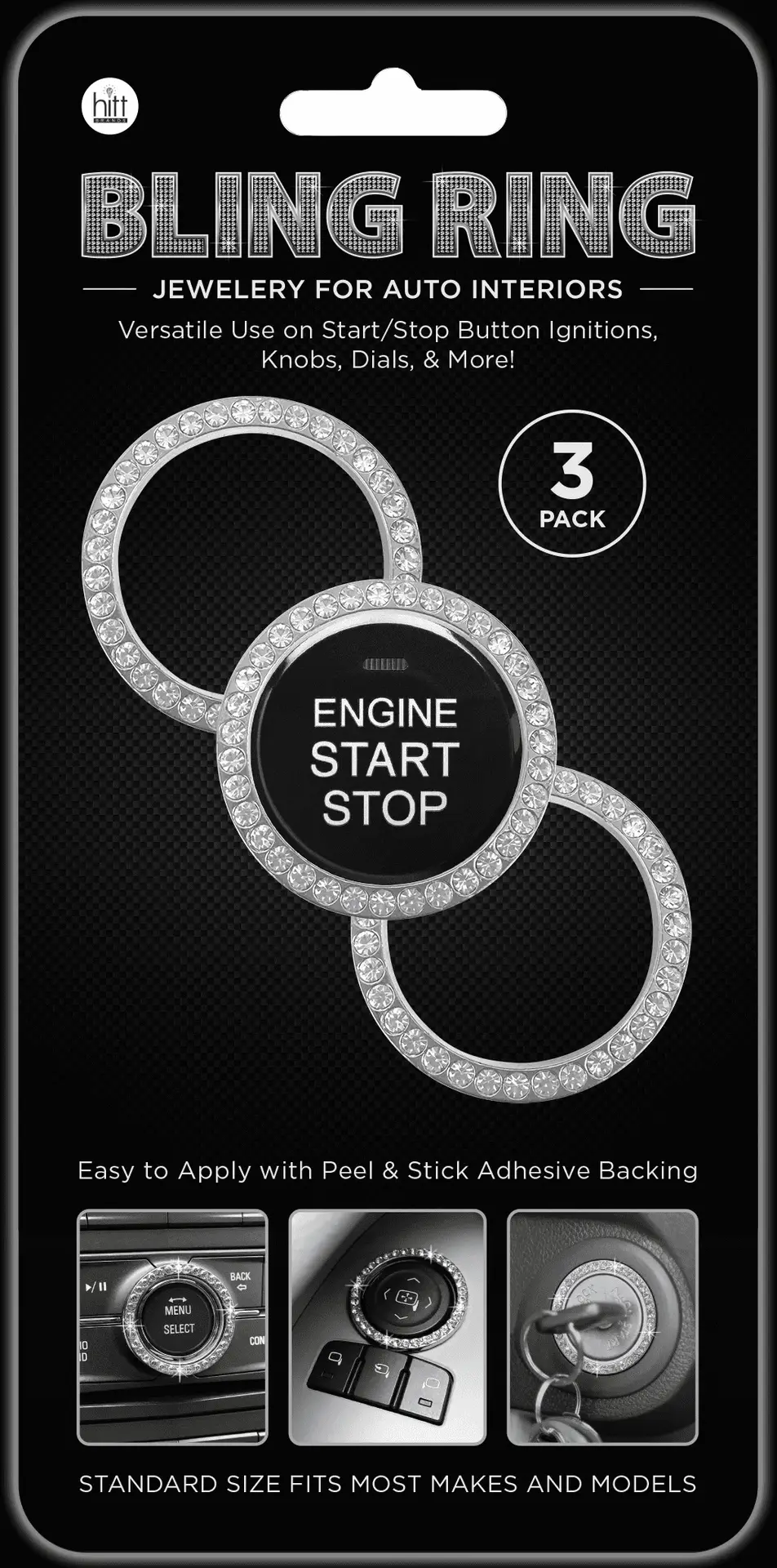 Auto Interior Jewelry Applies to Most Vehicle Interiors - 3 Pack