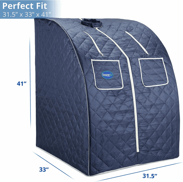 Oversized Portable Steam Sauna Spa - Relaxation at Home - 60 Minute Timer - 800 Watt Steam Generator - Chair Included - Blue Satin - Image 7