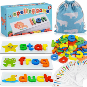 Alphabet ABC Learning Educational Toys for 2 3 4 5 Years Old Boys Girls, Wooden Puzzle Flash Cards Preschool Activity Letter Matching Games for Kids Toddlers