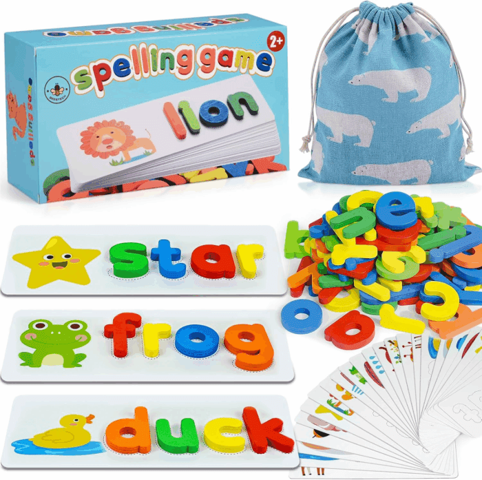Alphabet ABC Learning Educational Toys for 2 3 4 5 Years Old Boys Girls, Wooden Puzzle Flash Cards Preschool Activity Letter Matching Games for Kids Toddlers