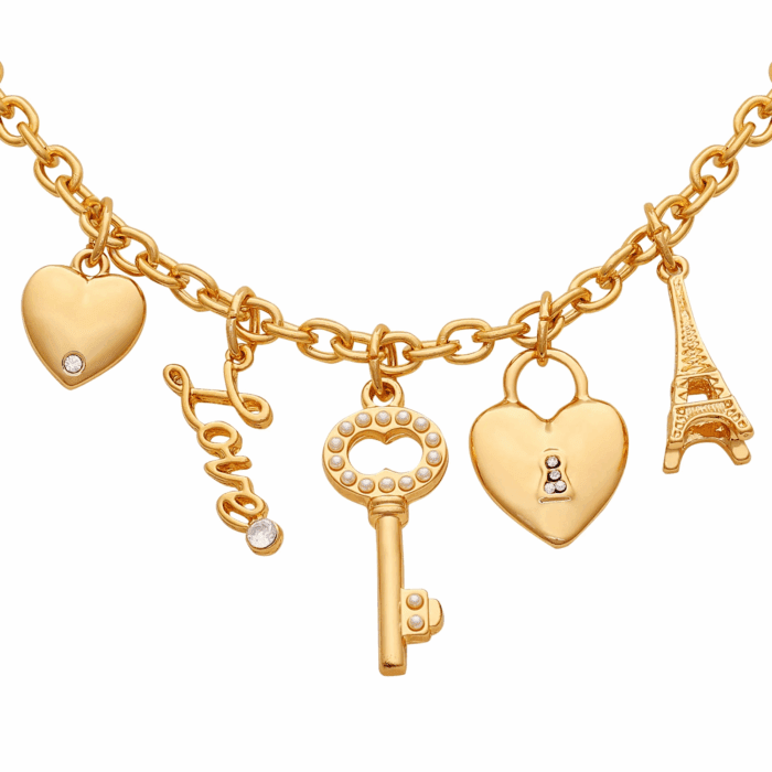 Women'S Gold-Tone Interchangeable Love Theme Charms Necklace. - Image 4