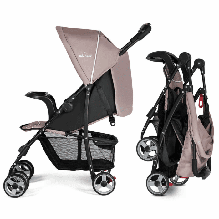 Foldable Lightweight Baby Stroller Travel Pushchair 0-36 Months Age Group 13 Lbs Coffee - Image 9