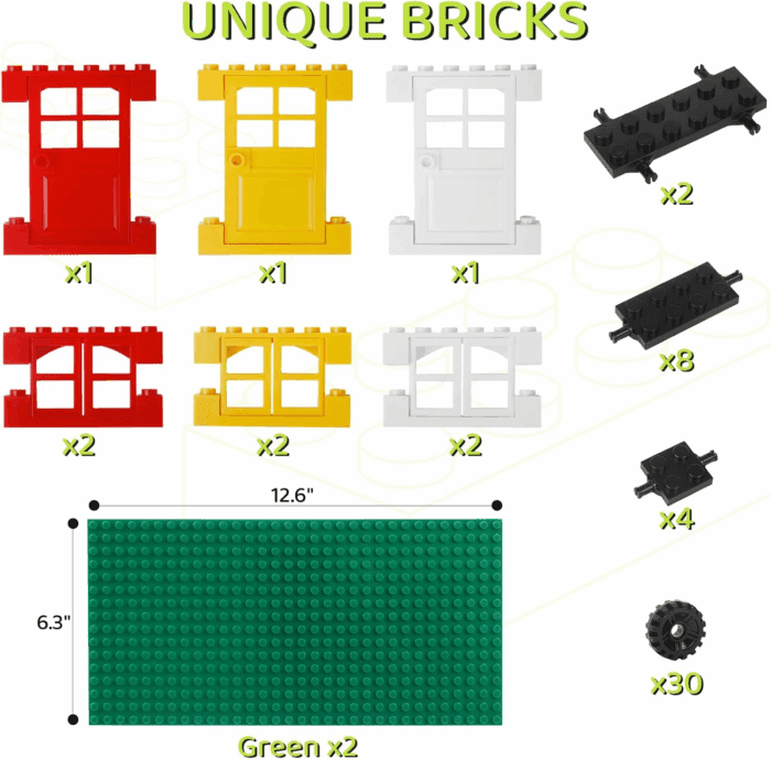 1100 Pieces Building Bricks, Compatible with Lego Classic Building Blocks Bulk with Baseplates, Doors Windows and Wheels, STEM Creative Construction Toys for 6 7 8 9 10 11 12 Year Old - Image 4