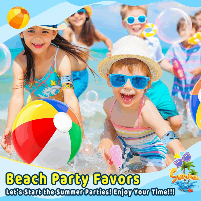 Pool Party Favors Beach Party Favors - 132PCS Summer Beach Pool Toys for Kids Include Beach Balls, Kids Sunglasses Bulk, Bubble Wands...Pool Party Supplies for Summer Birthday Party for Kids 4-8 8-12 - Image 6