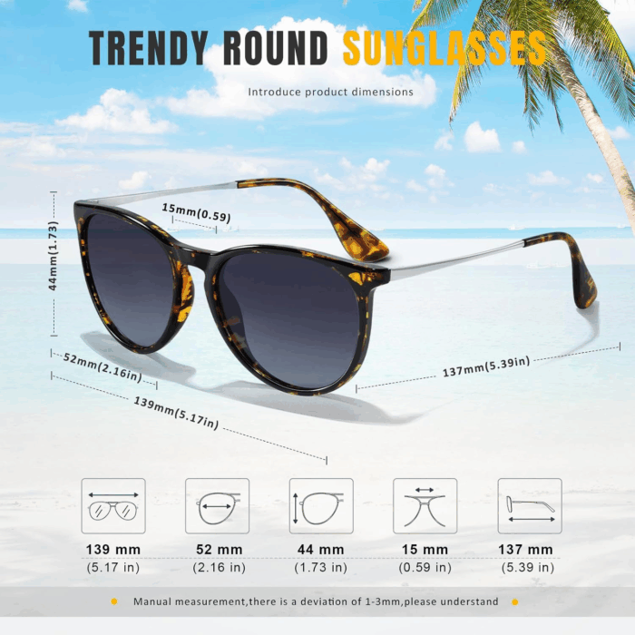 Sunglasses Womens Men Polarized UV Protection Trendy Vintage Retro round Mirrored Lens Sunglasses for Women - Image 5