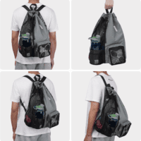 Swim Bag Mesh Drawstring Backpack with Wet Pocket for Swimming, Gym, and Workout Gear - Image 7