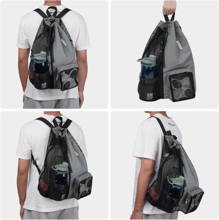 Swim Bag Mesh Drawstring Backpack with Wet Pocket for Swimming, Gym, and Workout Gear - Image 7