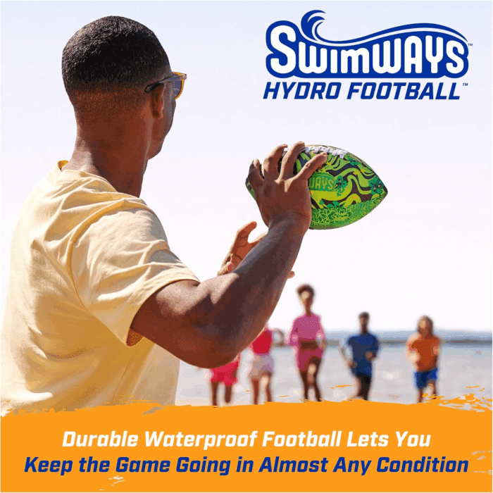 Hydro Waterproof Football, Outdoor Games for Adults and Kids, Swimming Pool Accessories and Pool Party Games,9.25 Inches, Blue - Image 2
