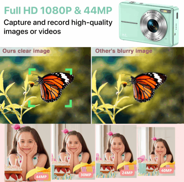 1080P Digital Camera 16X Digital Zoom Compact Point and Shoot Camera Portable Small Camera Starter Camera for Teens Students Boys Girls Seniors(Green) - Image 2