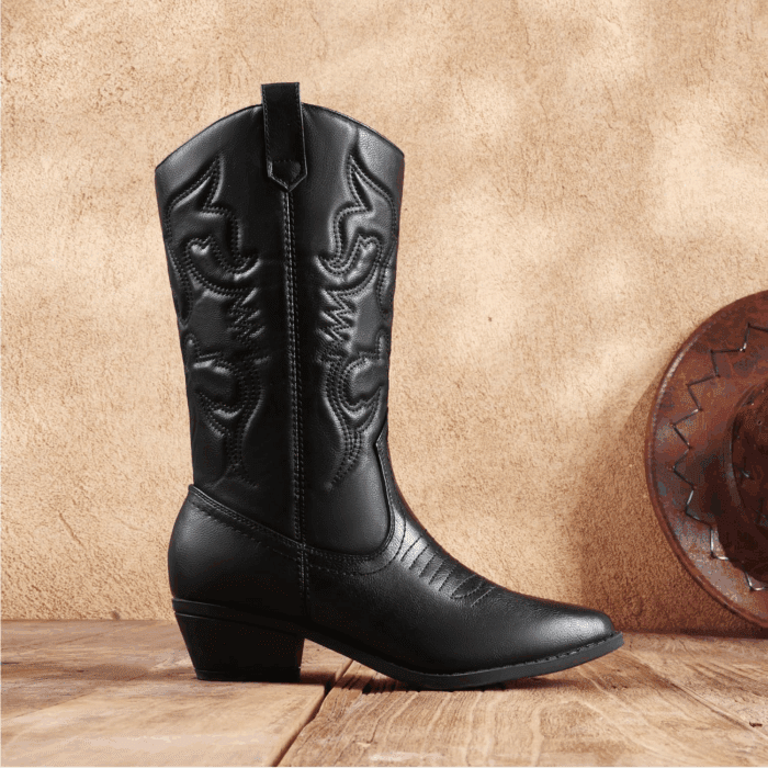 Women'S Cowboy Boots Pull on Cowgirl Boots Mid Calf Western Boots - Image 2
