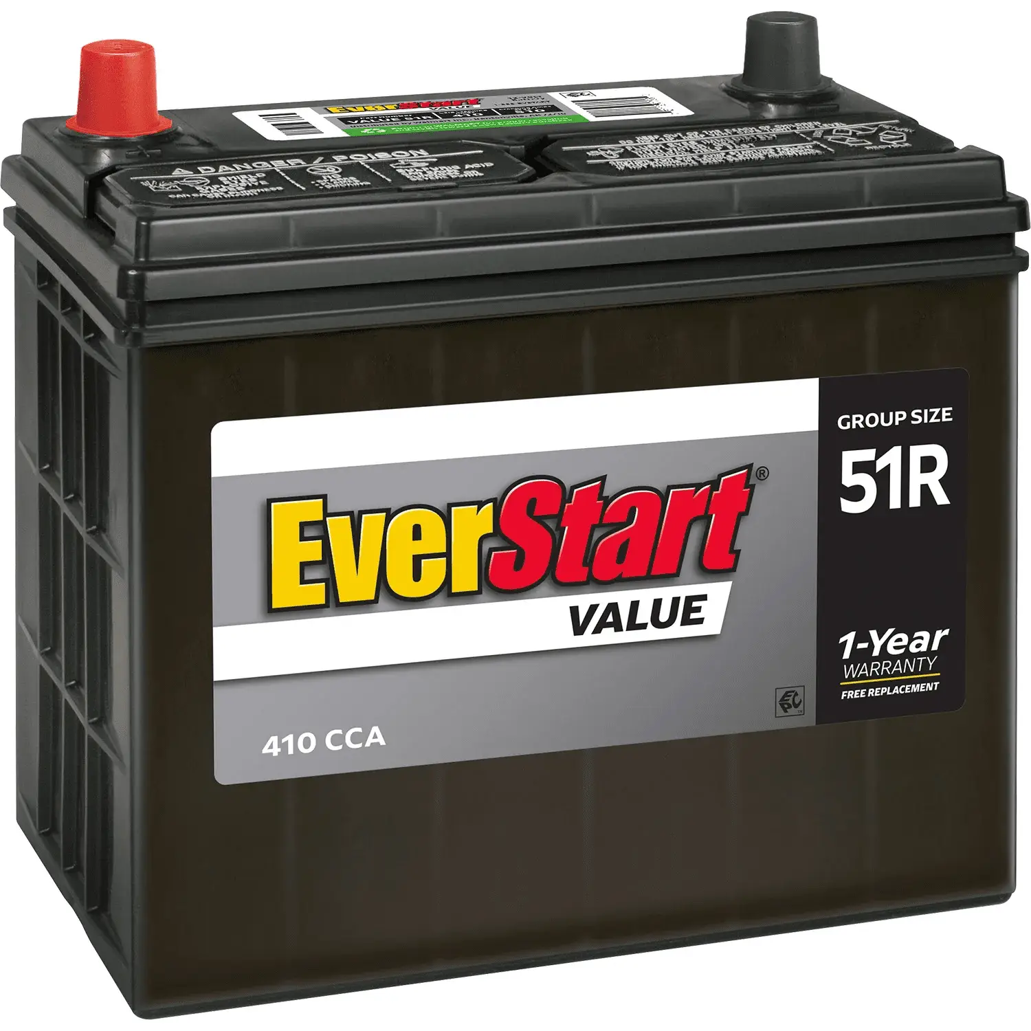 Value Lead Acid Automotive Battery, Group Size 51R 12 Volt, 410 CCA - Image 2