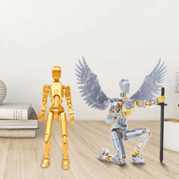 T13 Action Figure Set (Assembly Completed), 3D Printed Multi-Jointed, Titan 13 Action Figures, Multi-Articular Lucky Mobile Robot Nova T-13,Desktop Decorations for Game Lovers Toys (Gold/Sliver) - Image 6