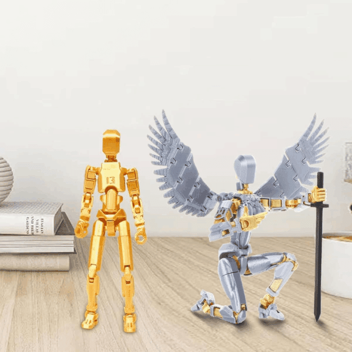 T13 Action Figure Set (Assembly Completed), 3D Printed Multi-Jointed, Titan 13 Action Figures, Multi-Articular Lucky Mobile Robot Nova T-13,Desktop Decorations for Game Lovers Toys (Gold/Sliver) - Image 6
