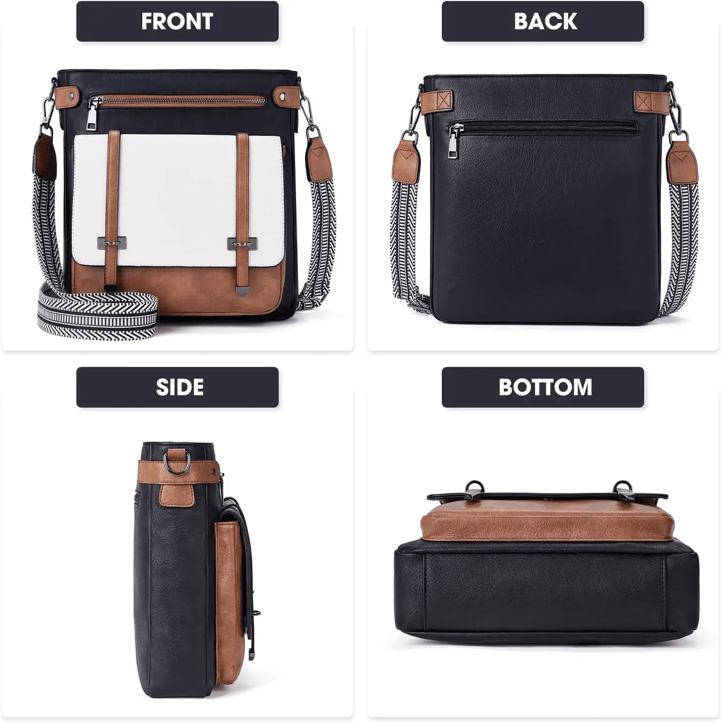 Crossbody Bags for Women,Multi Pocket Crossbody Purses Vegan Leather Shoulder Handbags Travel Purse Adjustable Strap - Image 4