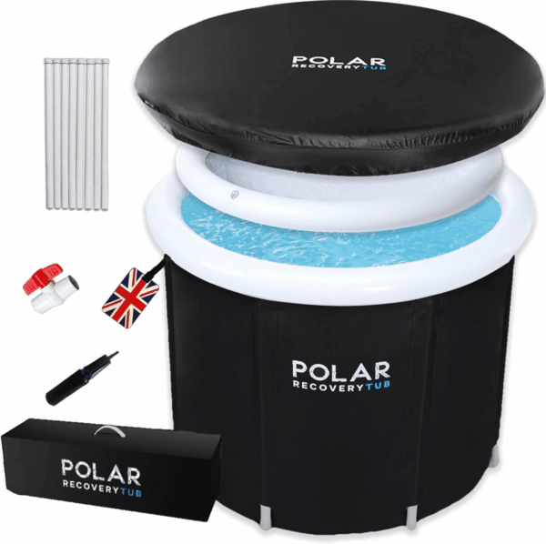 Polar Ice Bath Recovery Tub / 370L Portable Ice Bath for Cold Water Therapy Training/An Ice Bathtub for Athletes - Adult Spa for Ice Baths and Soaking - Outdoor Cold Plunge Tub (Black)