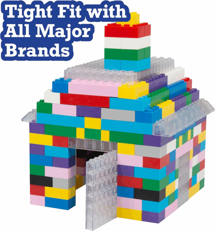 Building Block Bricks - 1000 Pc Bulk Set of Unique Clear Color with 54 Roof Pieces - Great for Activity Tables, Creativity & School Projects - Image 3
