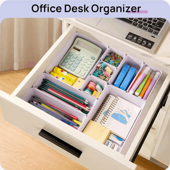 25 PCS Plastic Drawer Organizers Set, 4-Size Versatile Bathroom and Vanity Drawer Organizer Trays, Storage Bins for Makeup, Bedroom, Kitchen Gadgets Utensils and Office - Image 6