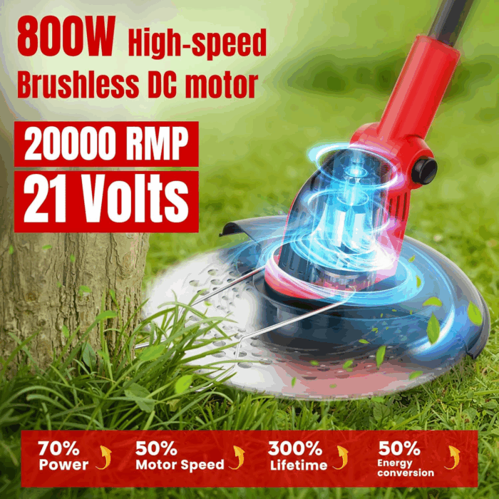 Electric Weed Wacker Cordless, 4 in 1 Lawn Mower Grass Edger with 2 Pcs 3000Mah Batteries Powered & Detachable Wheels, Foldable and Lightweight Grass Trimmer/Brush Cutter, Weed Eater Garden and Yard - Image 3