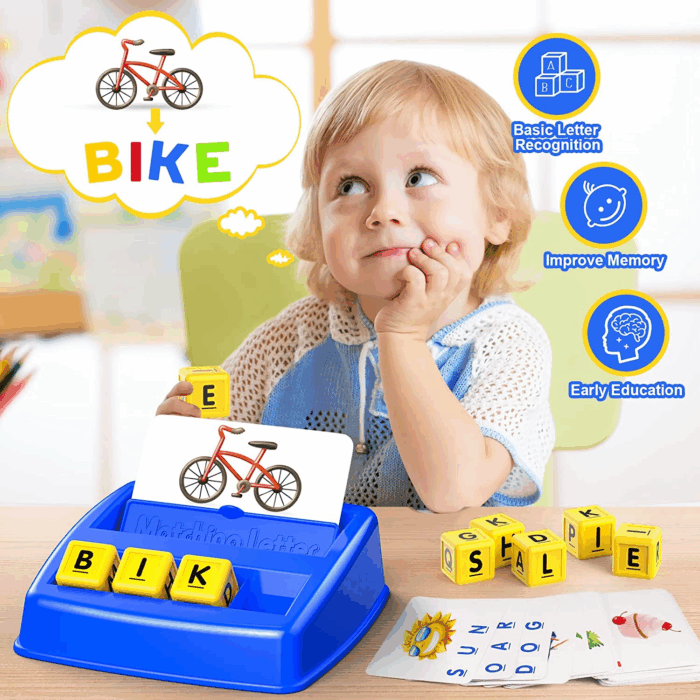 Learning Games for Kids Ages 3-8, Matching Letter Game for Kids Toys Ages 3-8 Educational Toys for 3-8 Year Olds Boys Girls Birthday Party Gifts for 3-8 Year Olds Boys Girls Blue - Image 5