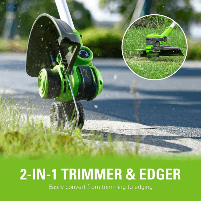 48V (2X24V) 20" Cordless Battery Lawn Mower, 12" String Trimmer & Edger, and 330 CFM Blower Combo Kit W/ (2) 4.0Ah Batteries, (1) 2.0Ah Battery & Chargers - Image 7