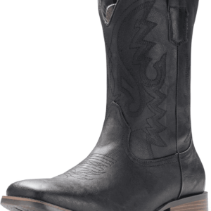 Cowboy Boots for Men with Wide Square Toe Western Retro Boot Durable Classic Fashionable Embroidered Pull on Slip Resistant Boots