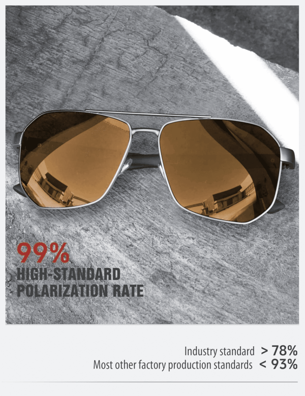 Aviator Sunglasses for Men Square Polarized Polygon Lens - UV 400 Protection with Accessories 61MM Driving Outdoor - Image 5