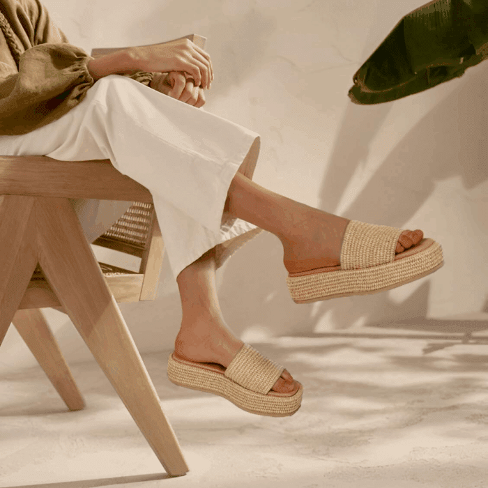 Platform Slip on Espadrille Sandals for Women Wedges Slides Bohemia Sandals Flatform Open Toe Beach Sandals - Image 2