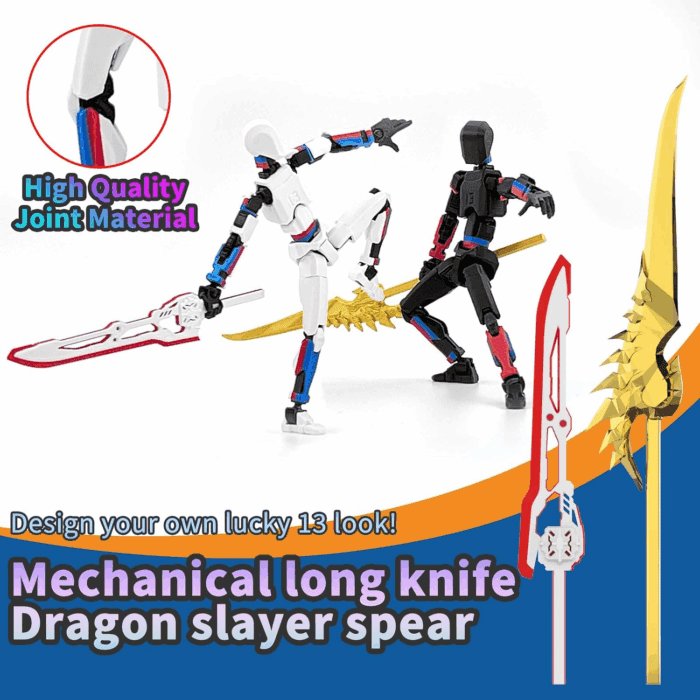 5-Pack T13 Action Figure Already Assembled, Multi-Colored Titan 13 Action Figure Set with Laser Saber 3D Printed T 13 Lucky Robo Dummy Nova 13 Action Figures, Figura De Acción T13 - Image 4