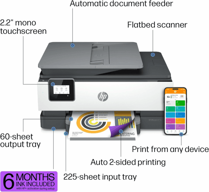 Officejet 8015E Wireless Color All-In-One Printer, 6 Months of Instant Ink Included - Image 4
