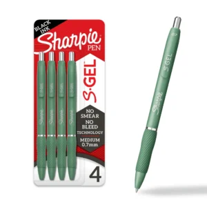 S-Gel, Gel Pens, Medium Point (0.7Mm), Green Barrel, Black Ink, 4 Count