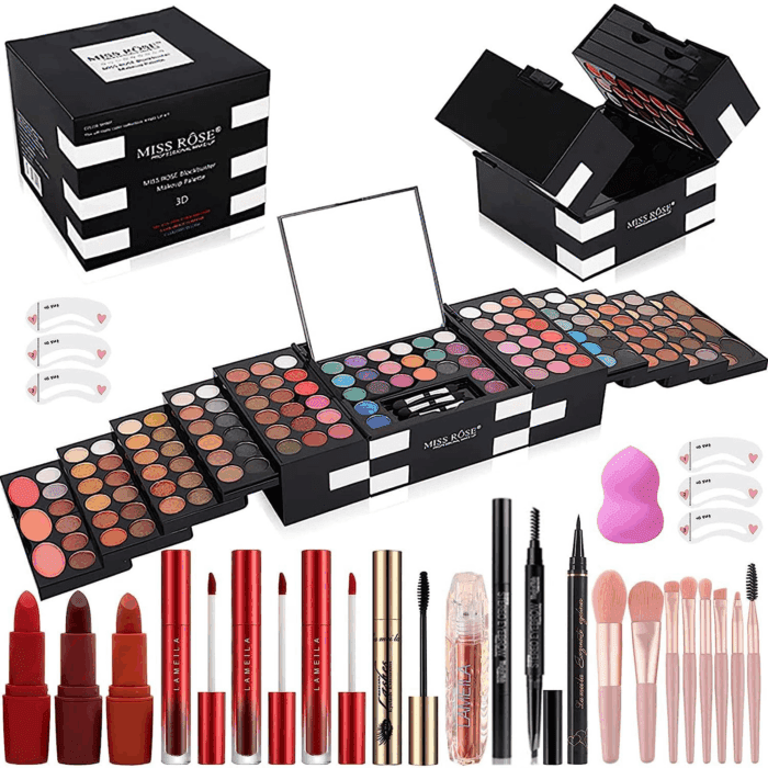 M 148 Colors Makeup Pallet,Professional Makeup Kit for Women Full Kit,All in One Makeup Sets for Women&Beginner,Include Eyeshadow,Lipstick,Eyeliner,Concealer,Makeup Brush(045 Set-Black)