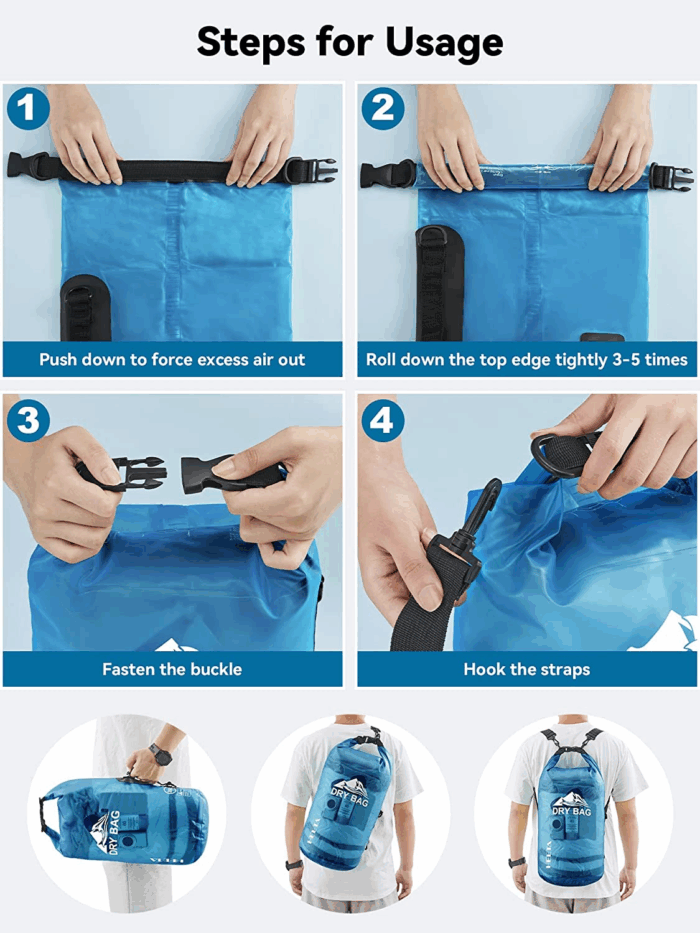 Dry Bag Waterproof for Women Men, 5L/10L/20L/30L/40L Roll Top Lightweight Dry Storage Bag Backpack with Phone Case for Travel, Swimming, Boating, Kayaking, Camping & Beach, 11 Transparent Colors - Image 5